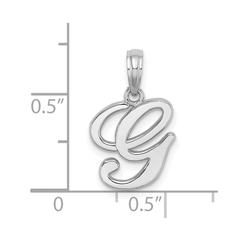 10k White Gold Polished G Script Initial Charm - image 3